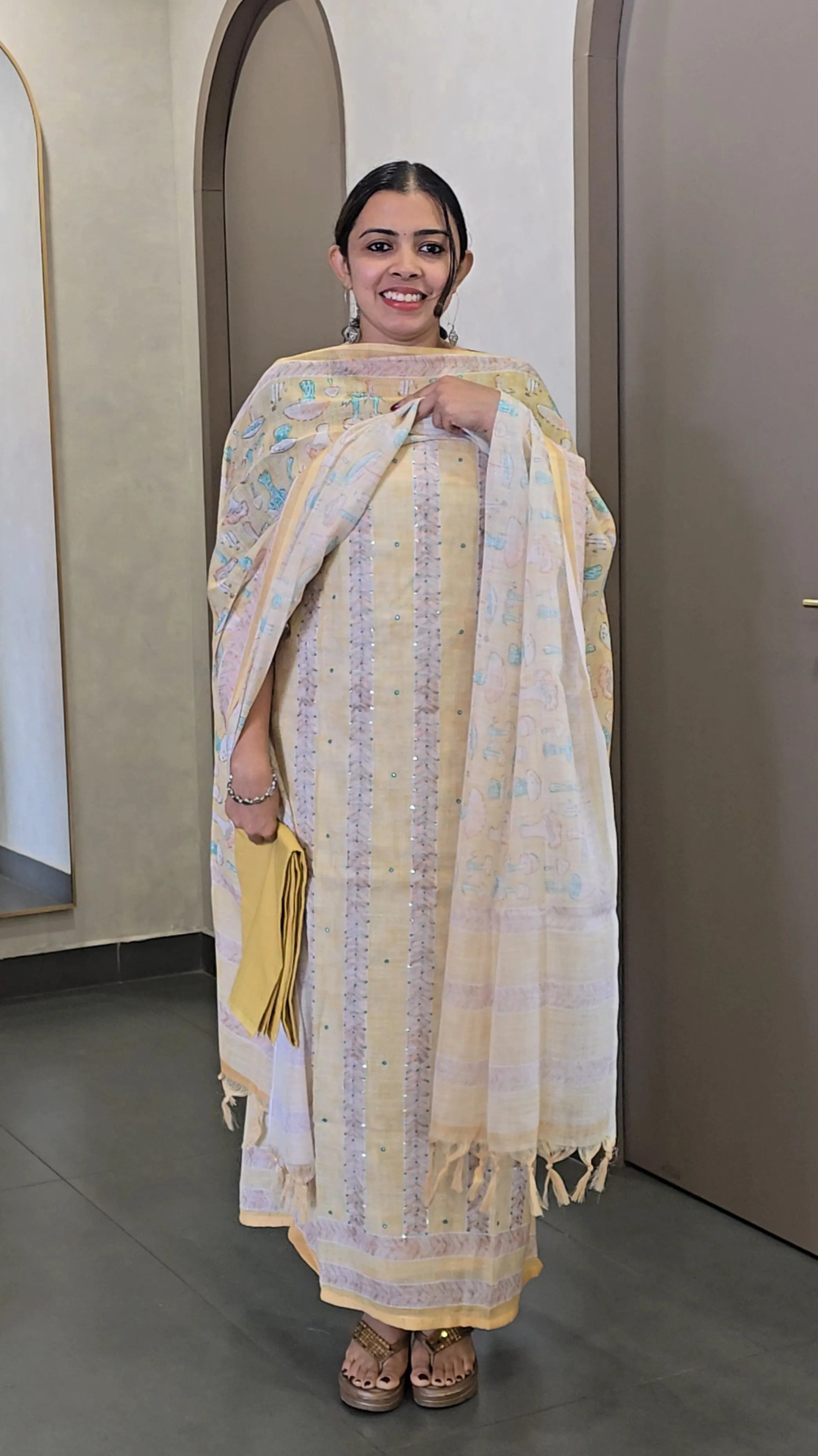 Handloom Linen Cotton Salwarsuit - SC 10178
