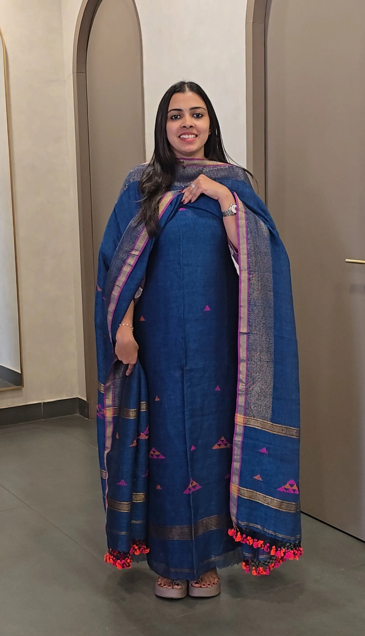Pure Handloom Linen Salwarsuit - SC 10834