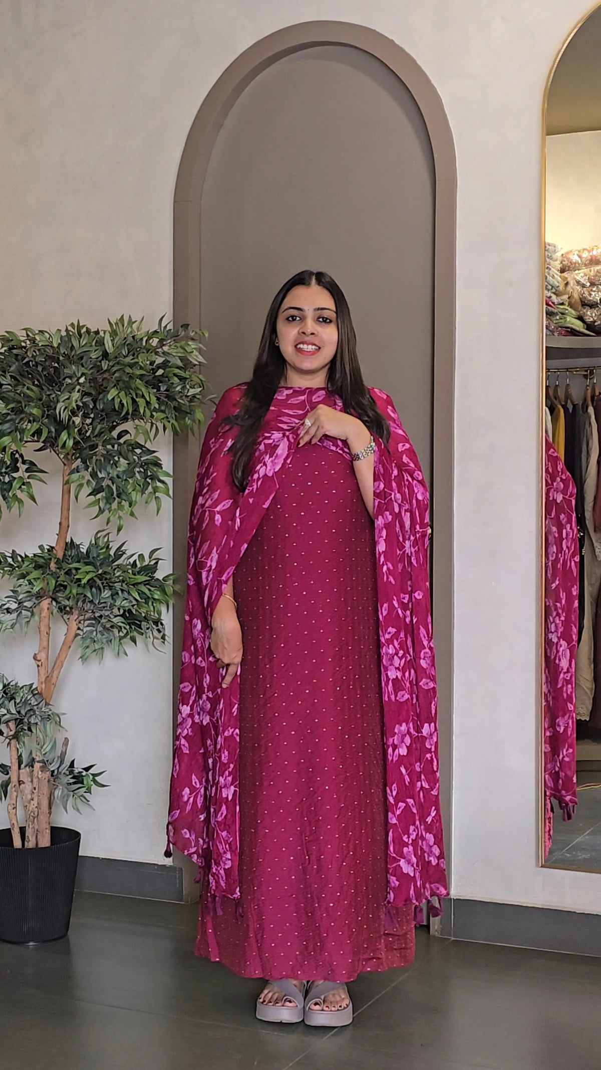 Chanderi Salwarsuit with Crushed Dupatta - SC 10937