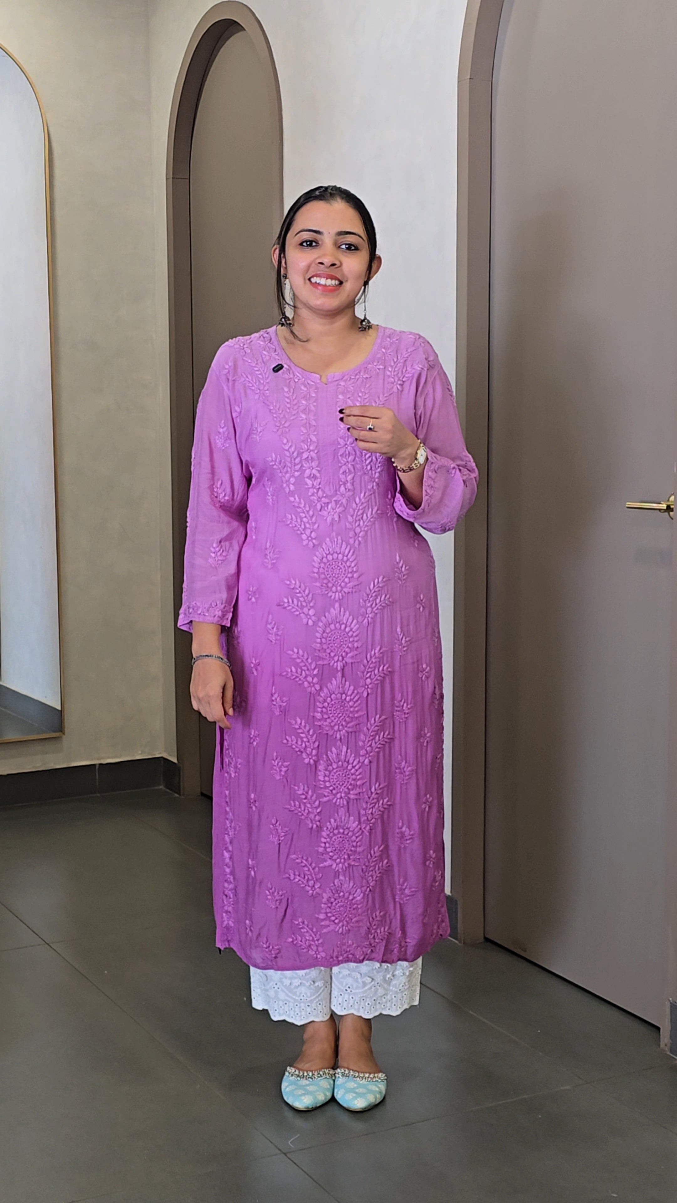 Pure Viscose Rayon Chikankari Kurtha - SC 10148