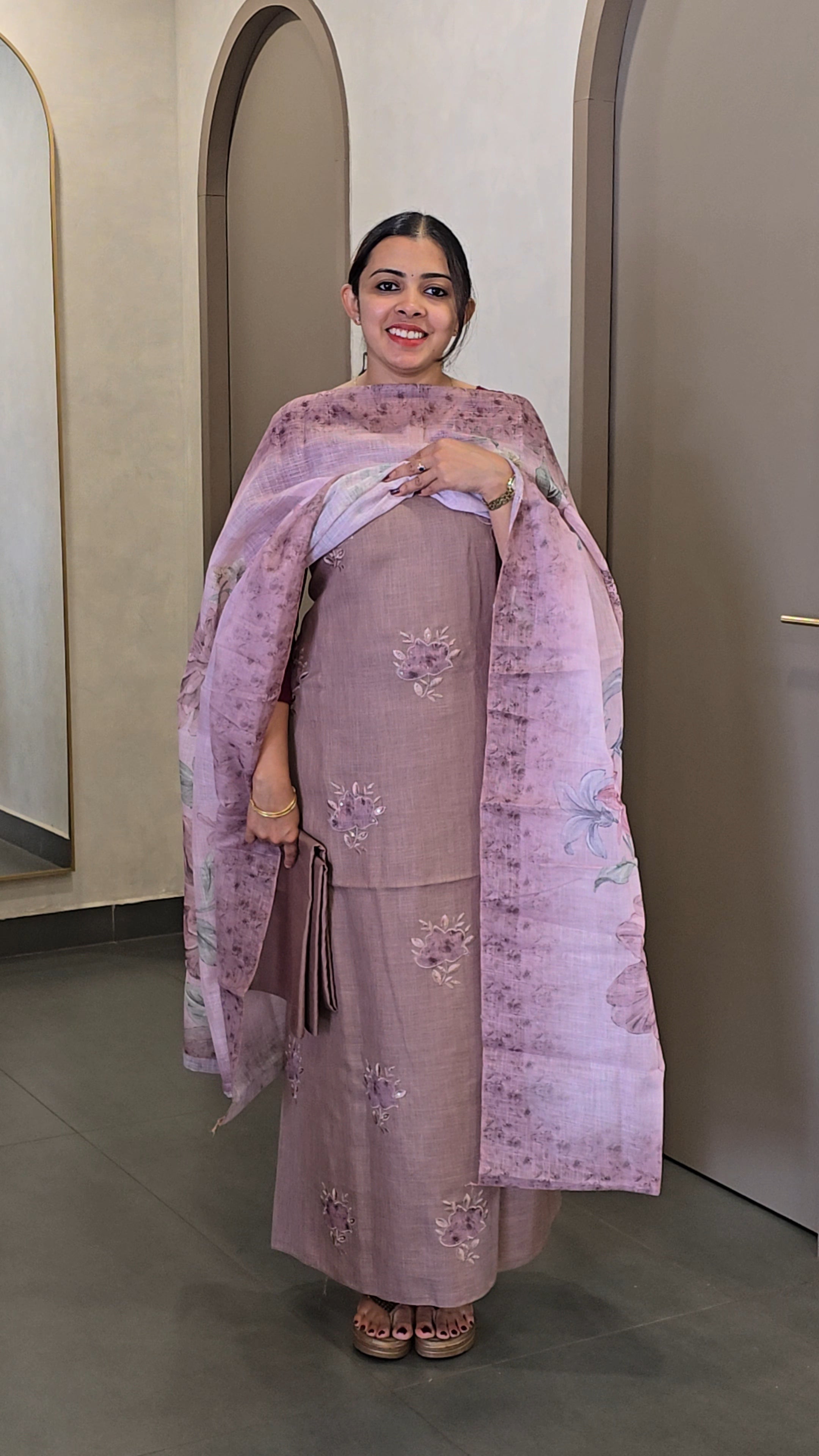 Semi-Linen Salwarsuit- Offer Sale