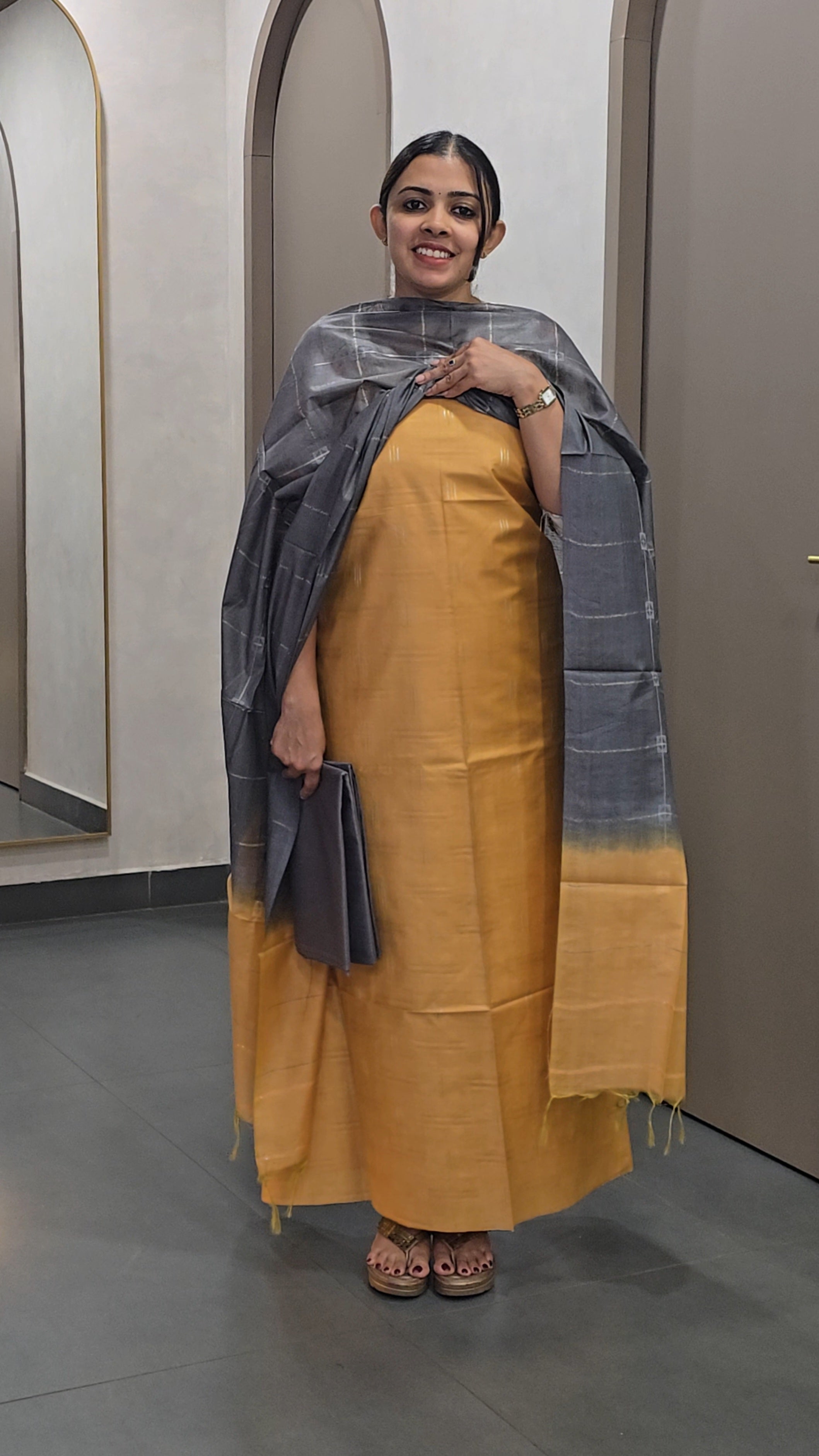 Semi-Tussar Silk Salwarsuit