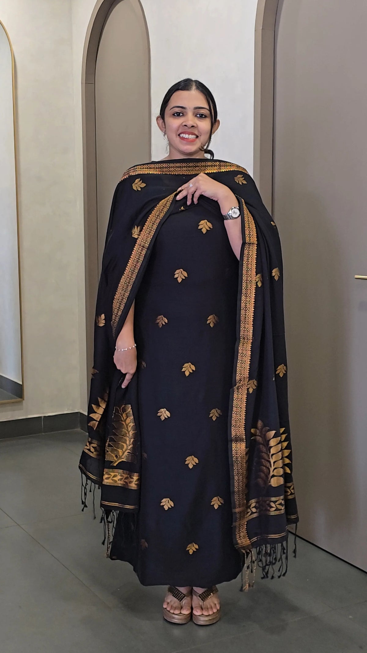 Linen Salwarsuit with Jamdani Weaving - SC 10798