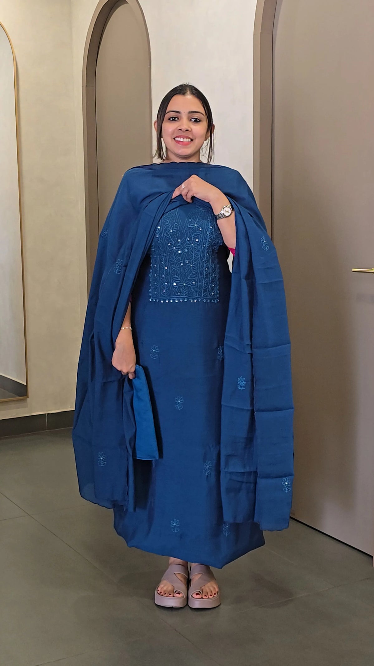 Mulchanderi Salwarsuit with Chikankari work - SC 10811