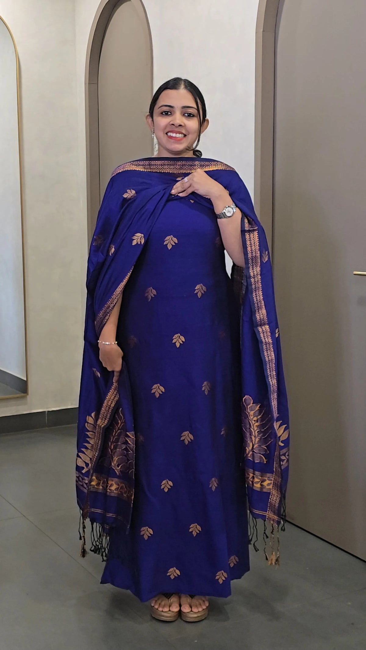 Linen Salwarsuit with Jamdani Weaving - SC 10798