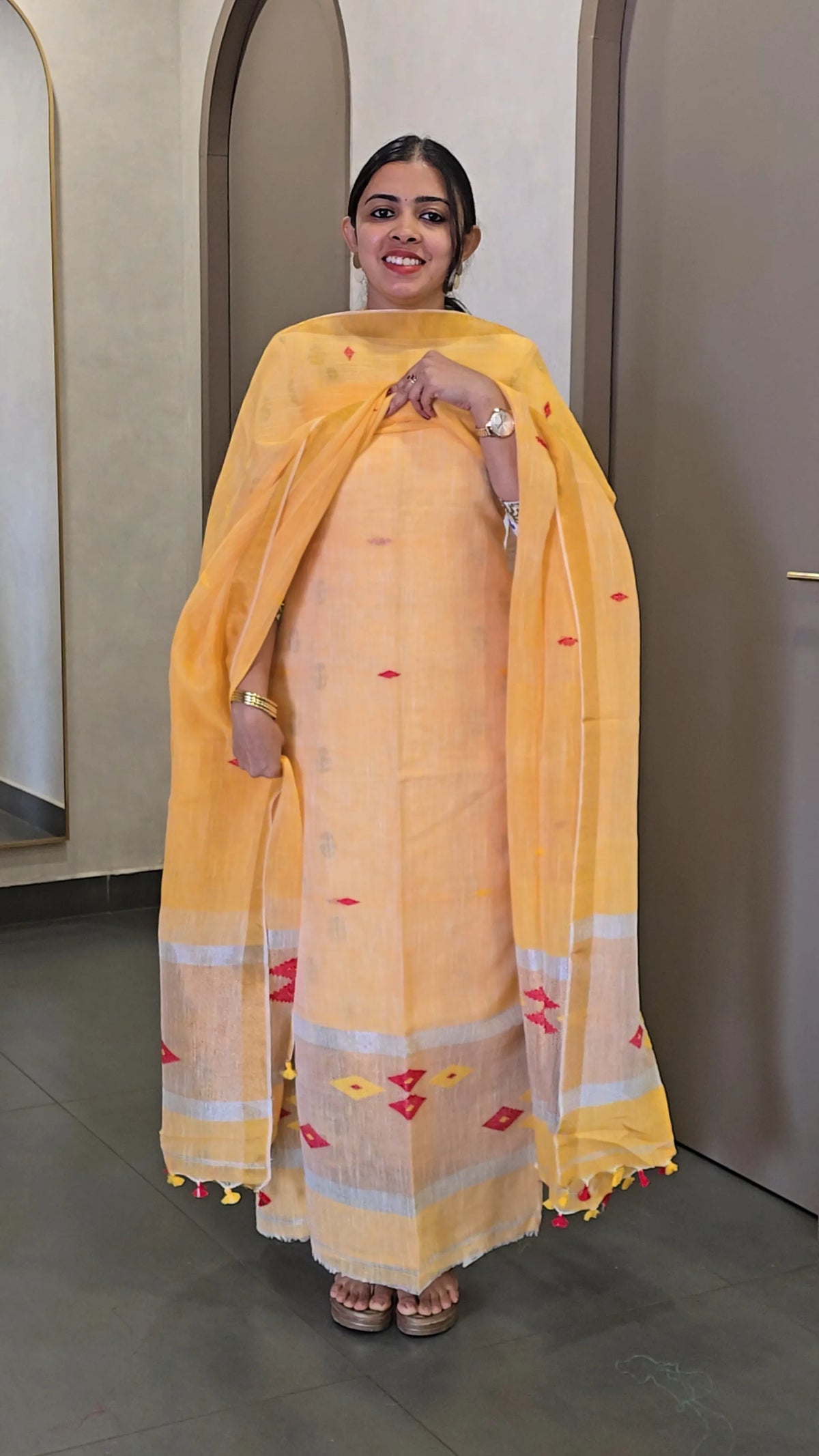 Pure Handloom Linen Salwarsuit - SC 10746