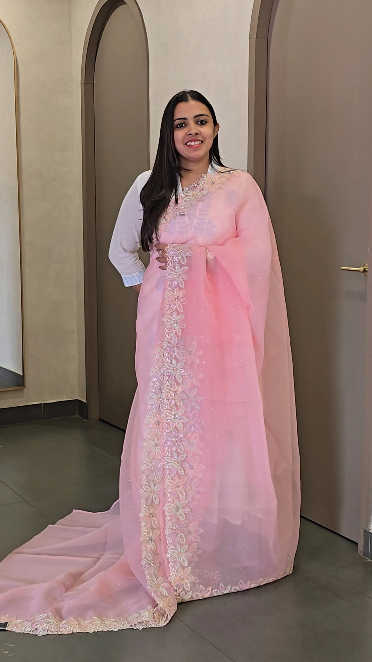 Nylon Organza Saree with Blouse - SC 10203