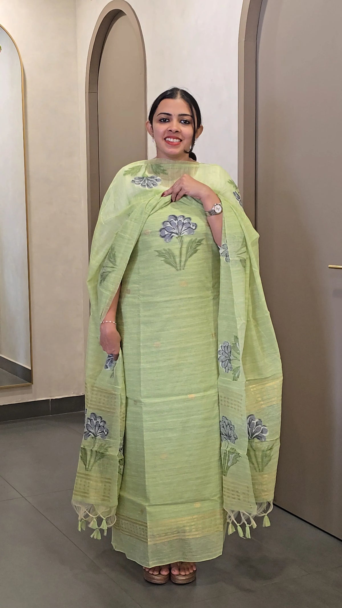 Chanderi with Jamdani Weaving - SC 10775