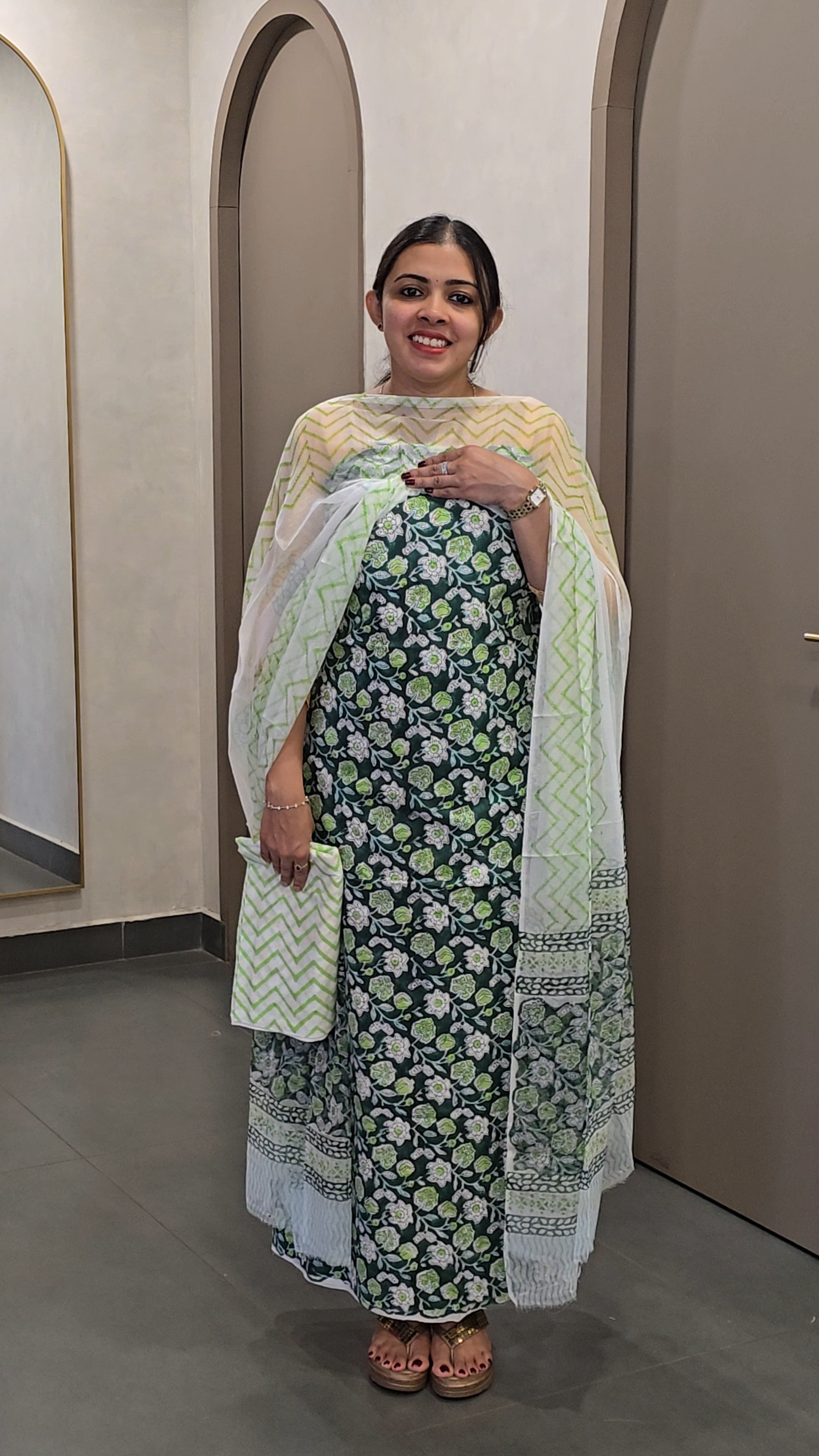 Cotton Salwarsuit with Chiffon Dupatta- 10140