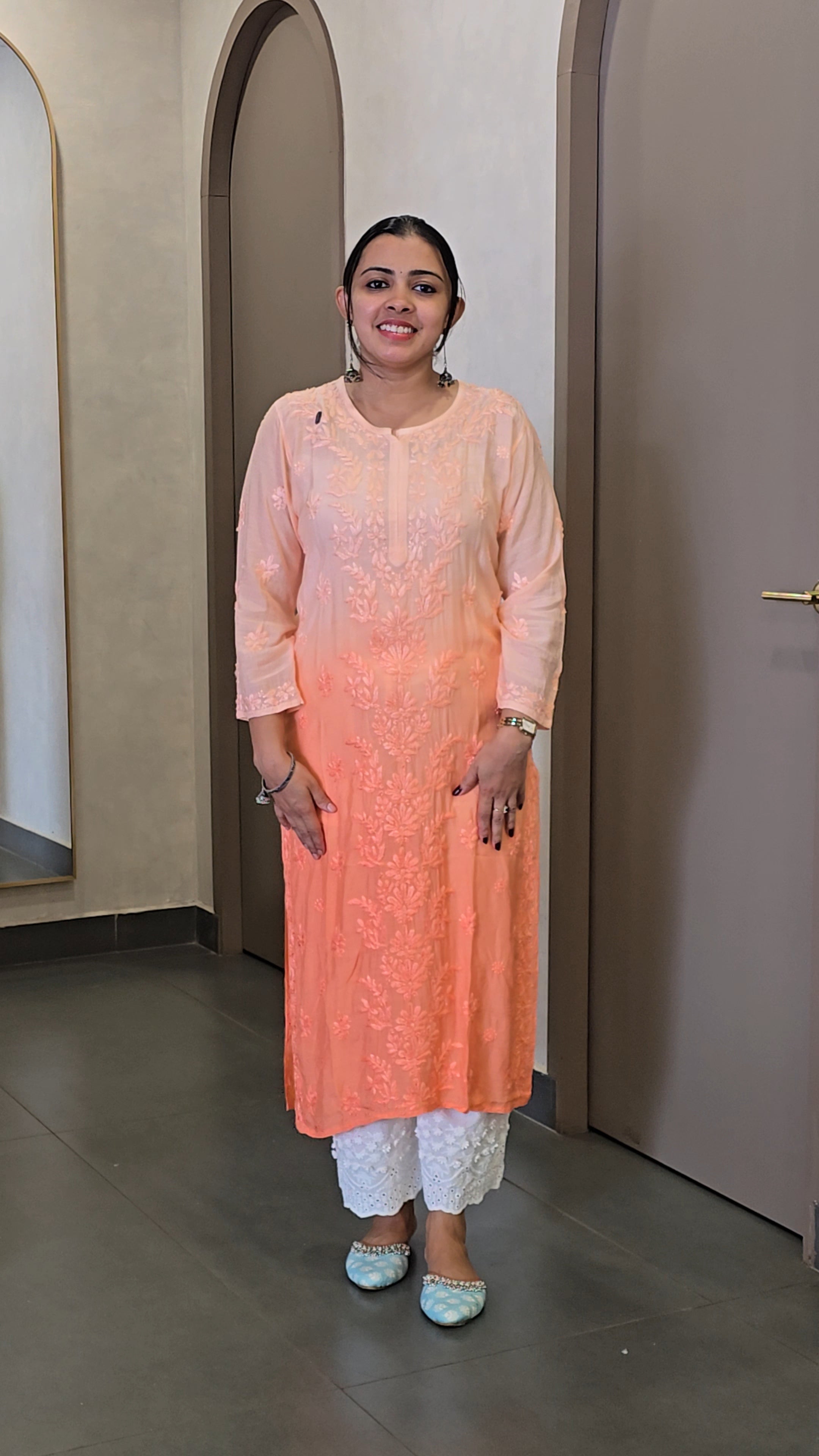 Pure Viscose Rayon Chikankari Kurtha - SC 10148