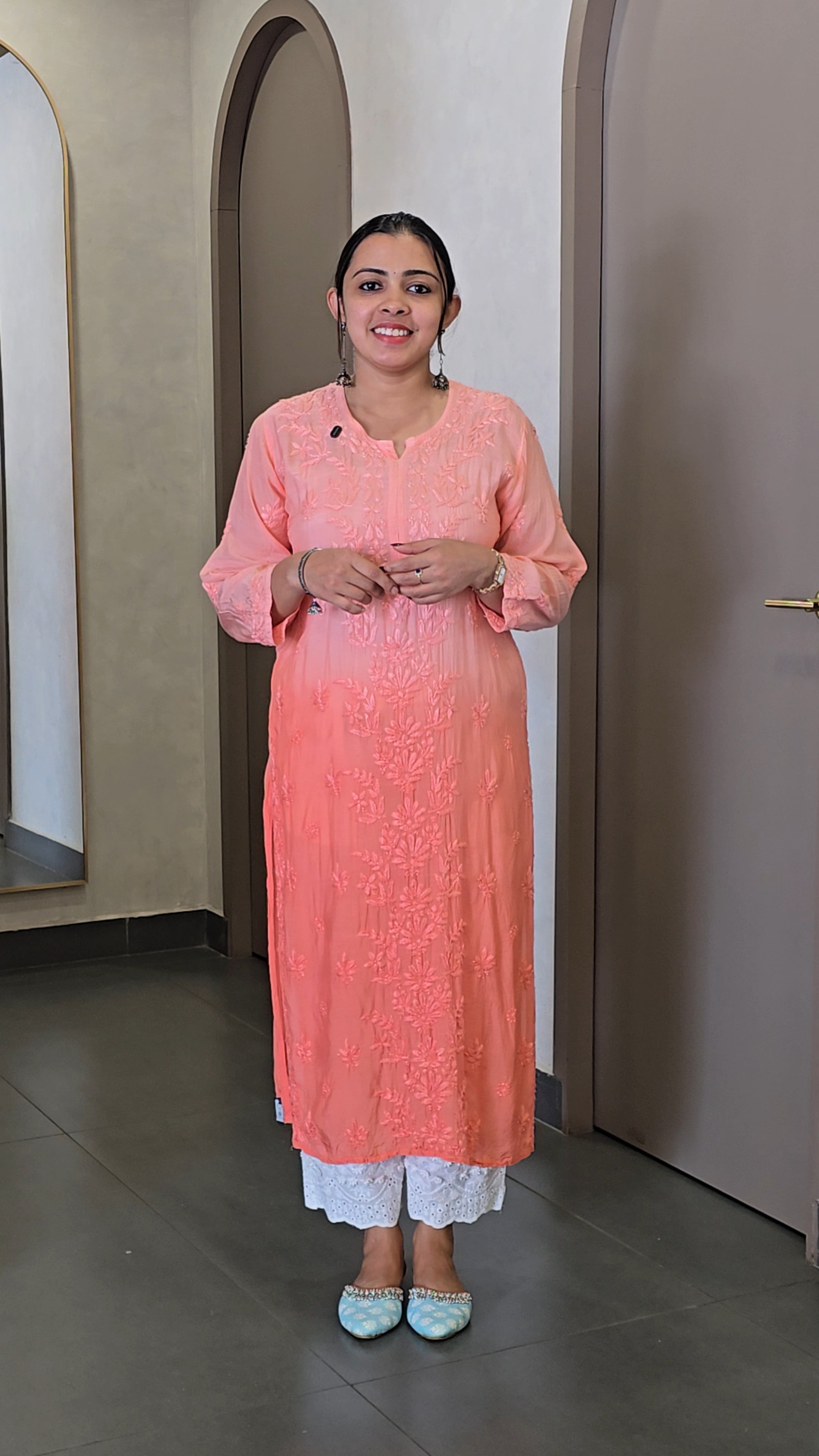Pure Viscose Rayon Chikankari Kurtha - SC 10148