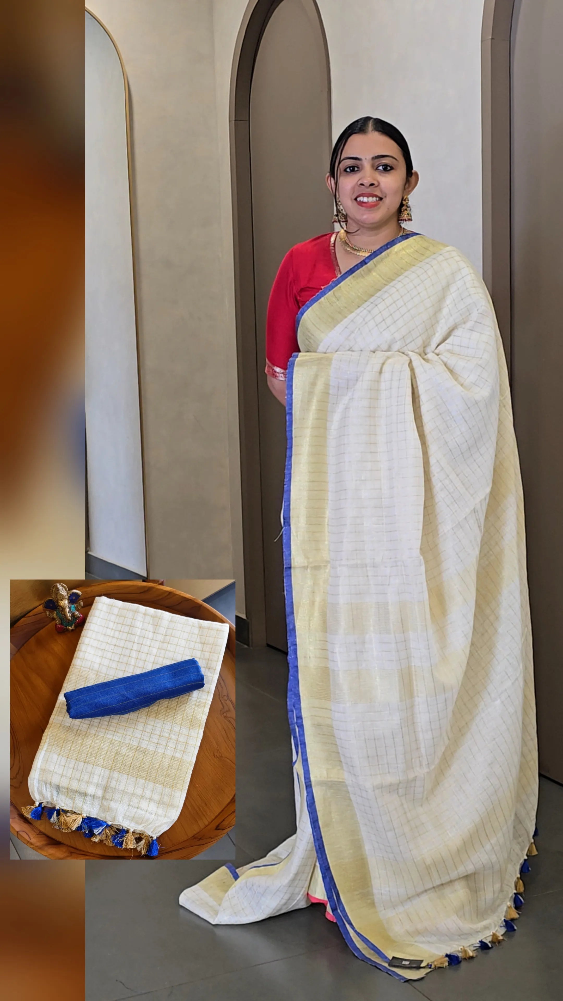 Pure Linen Onam Saree - SC 9072