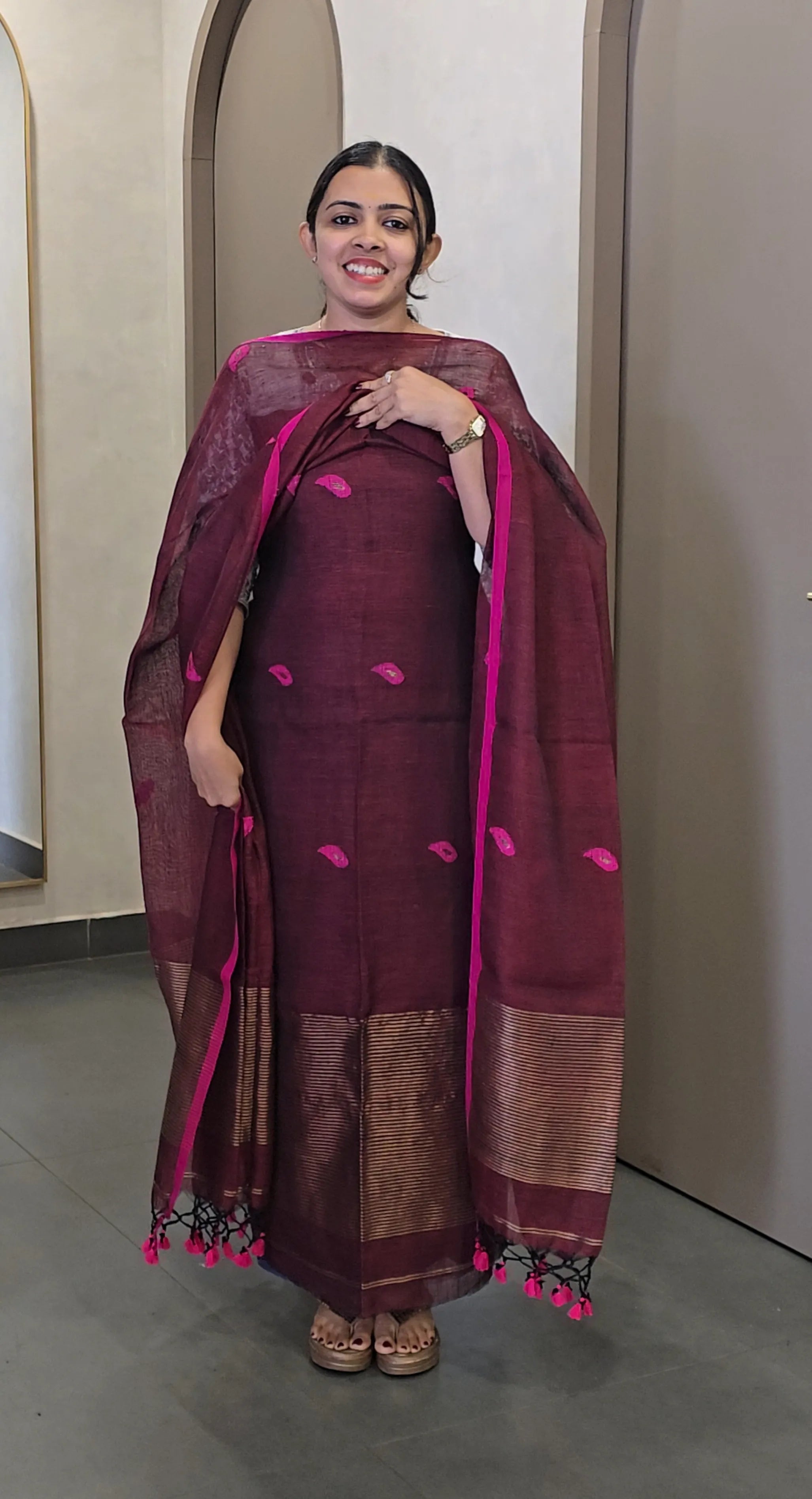 Pure Handloom Linen Salwarsuit- SC 10625