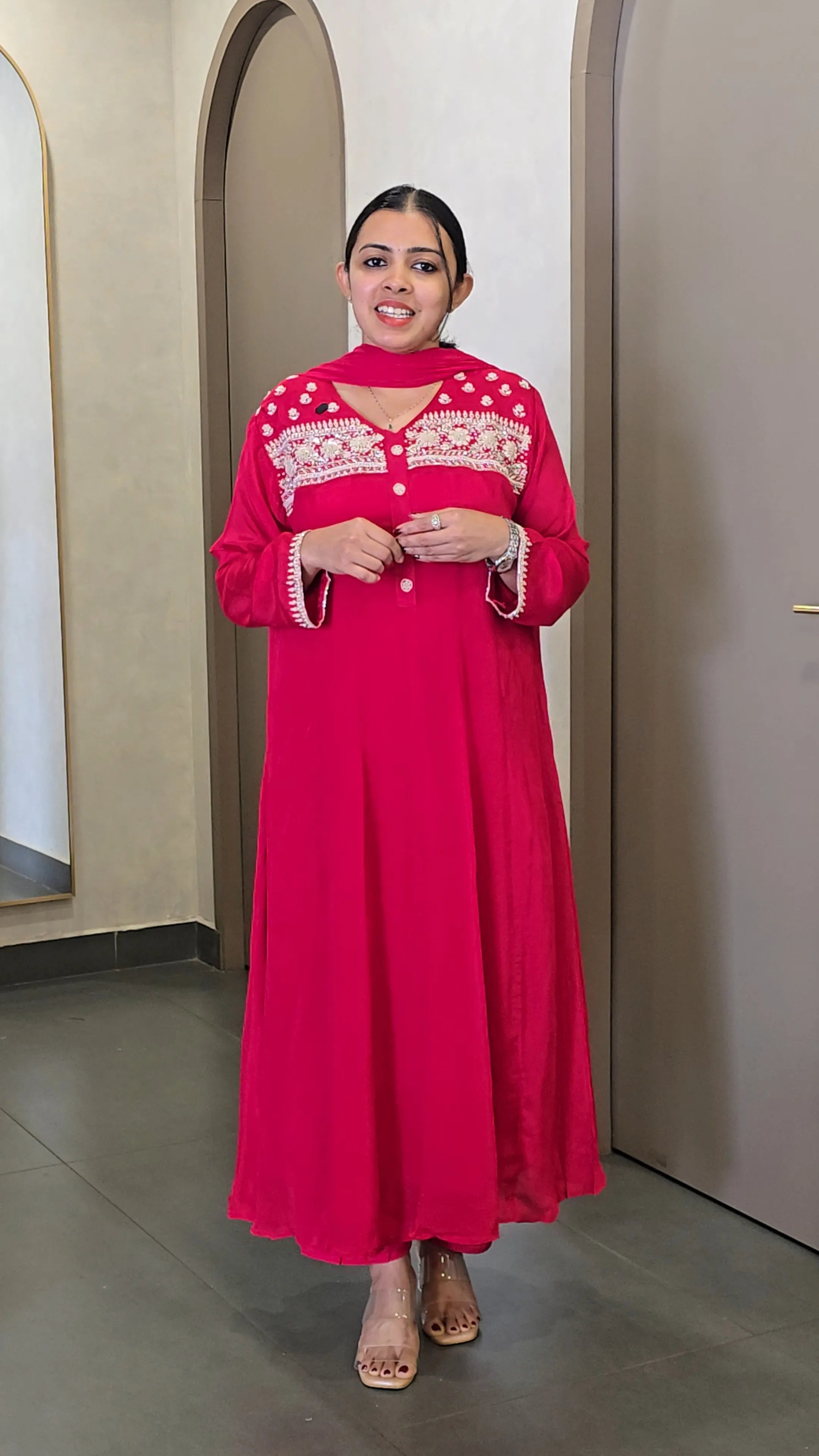 Premium Platinum Chiffon Salwar Set - SC 10485