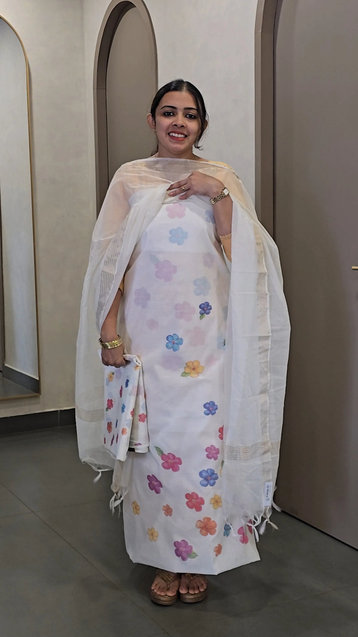 Pure Cotton Salwarsuit with Chanderi Dupatta  - SC 10306