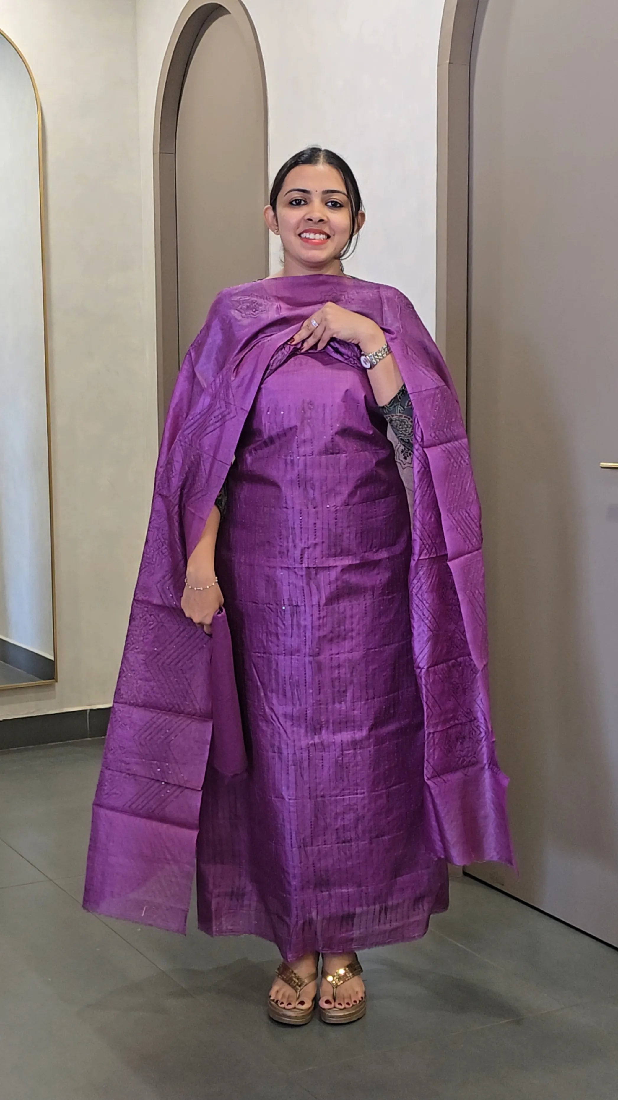 Pure Tussar Silk Salwarsuit - SC 10636