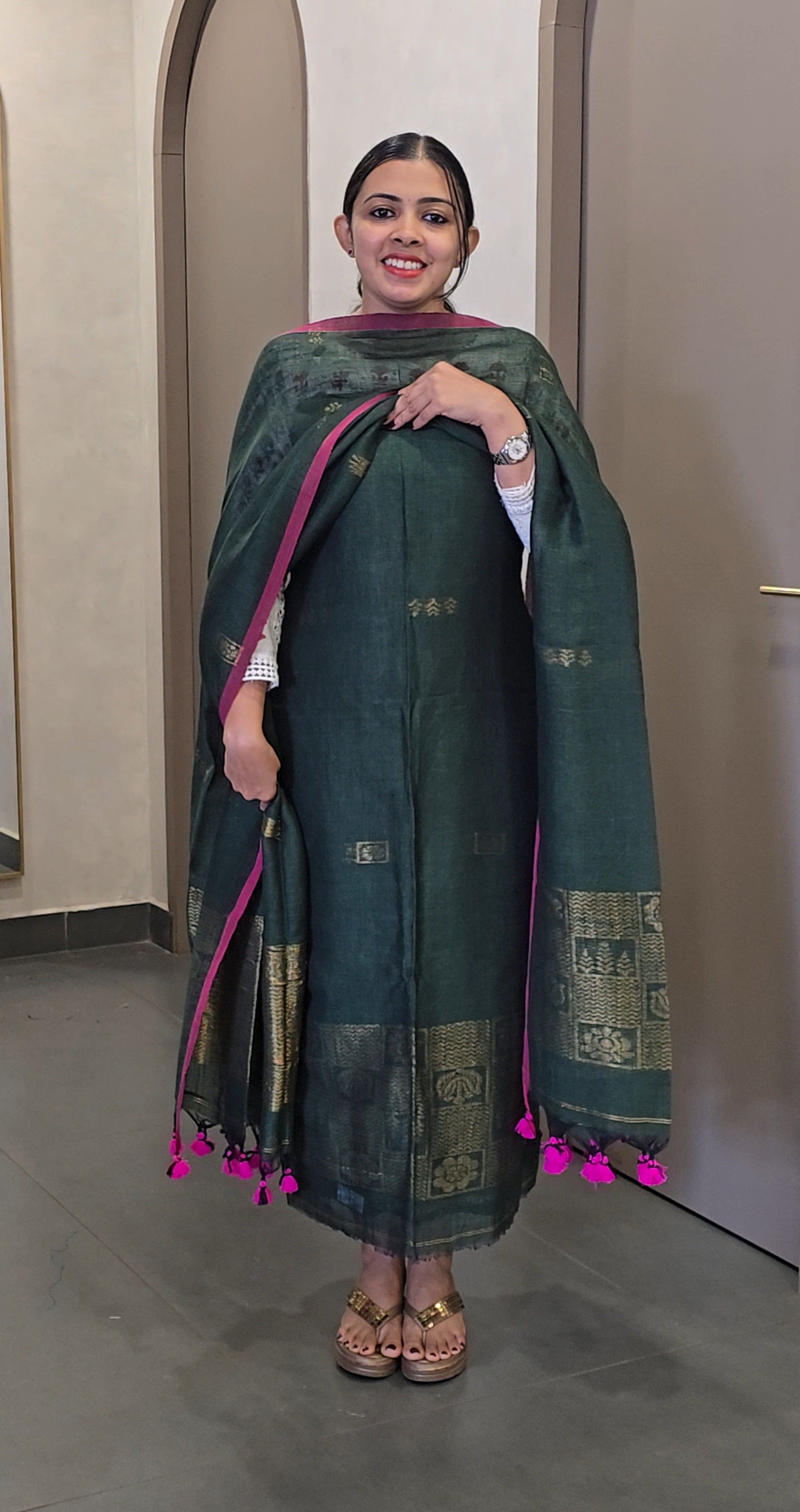 Pure Handloom Linen Salwarsuit- SC 10308