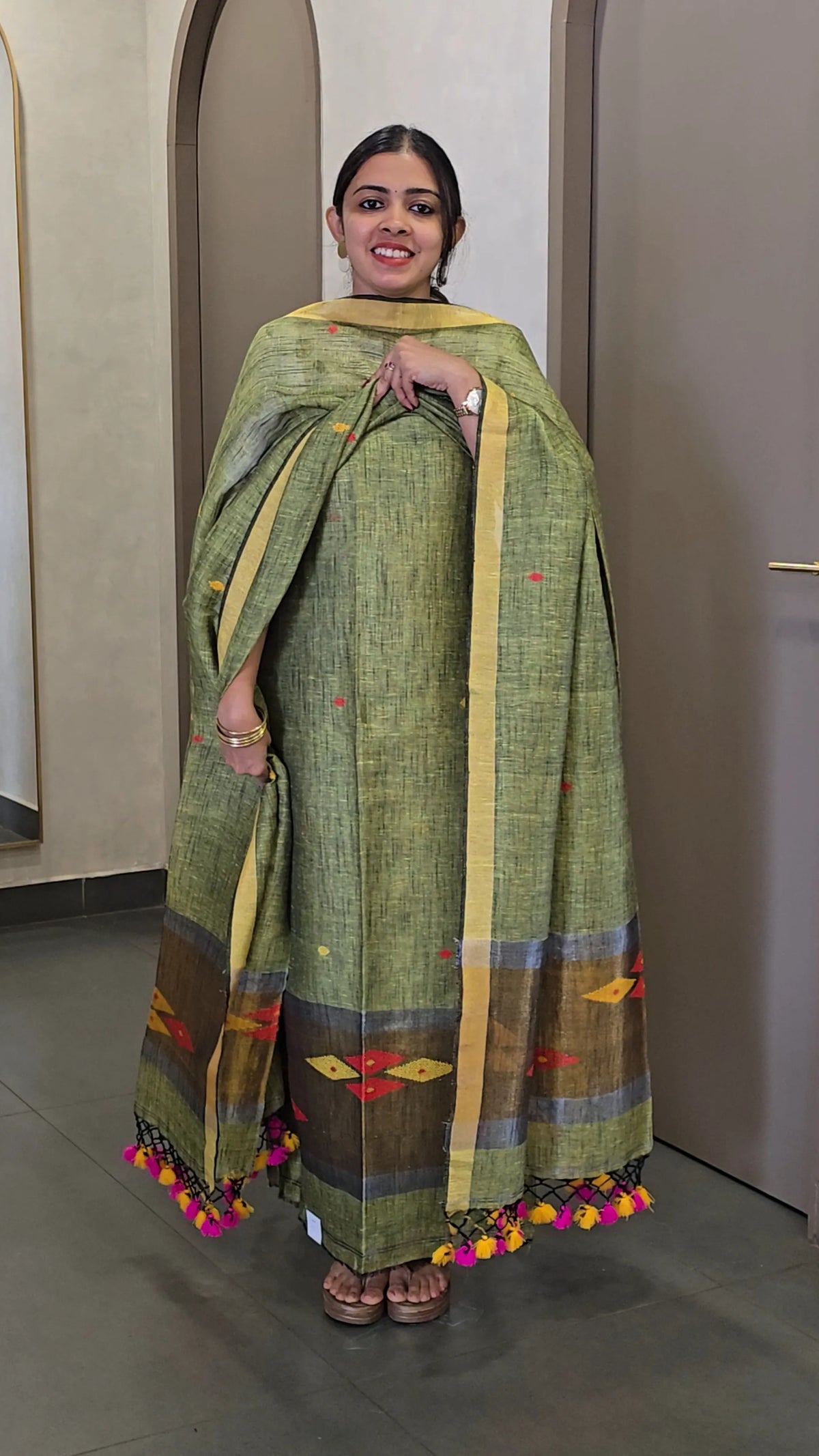 Pure Handloom Linen Salwarsuit - SC 10746