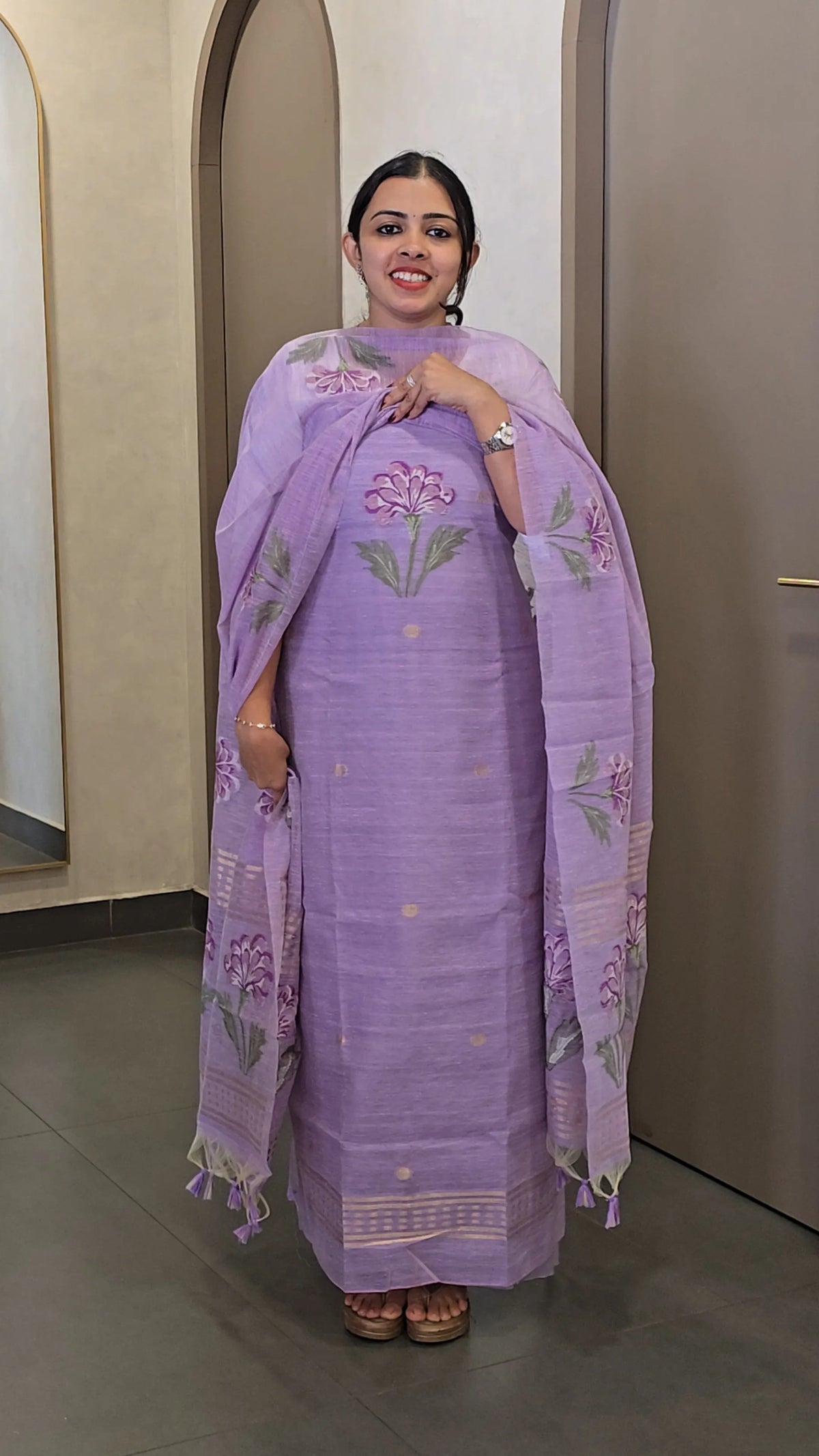 Chanderi with Jamdani Weaving - SC 10775