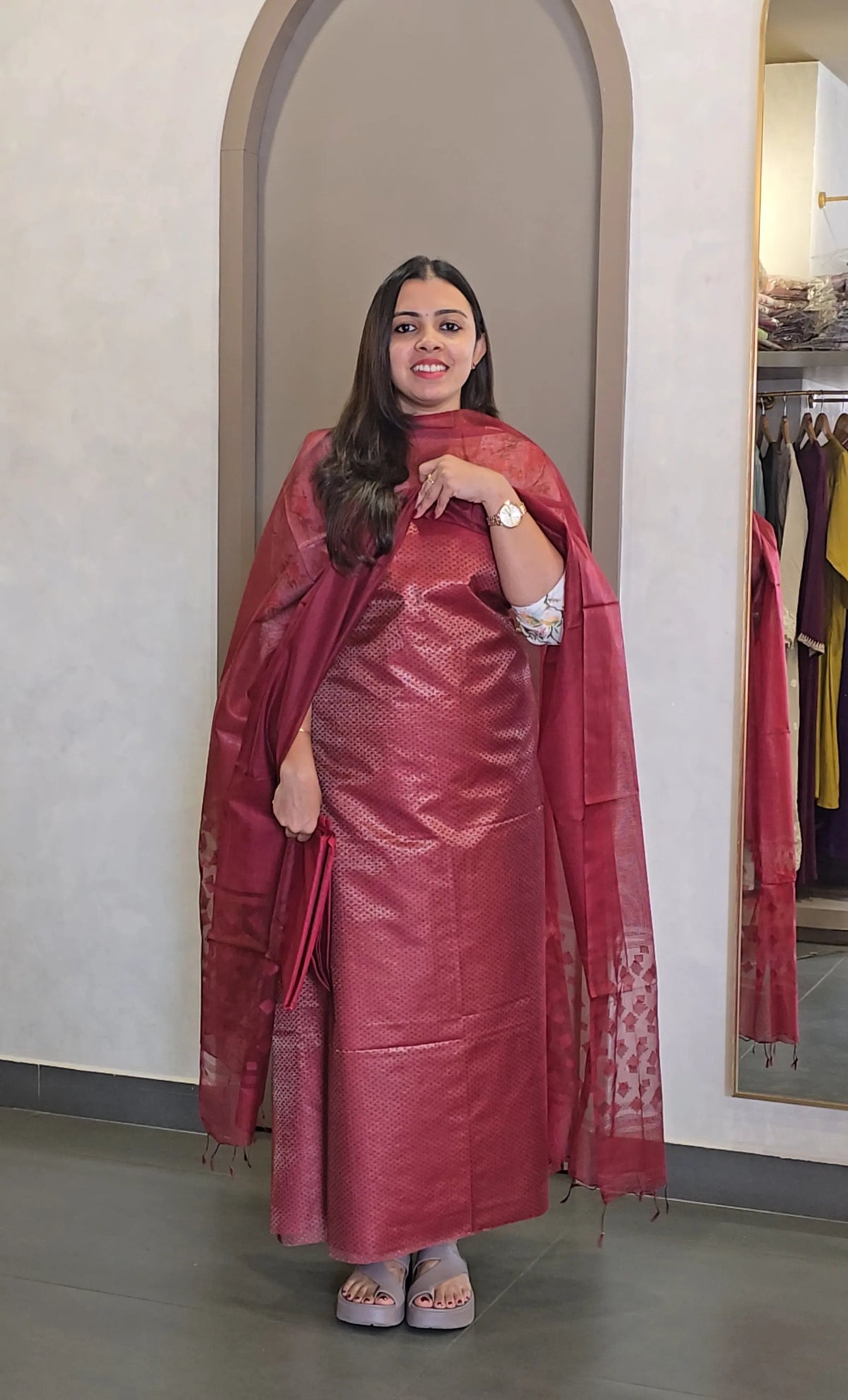 Semi-Tussar Silk Salwarsuit -SC 10862