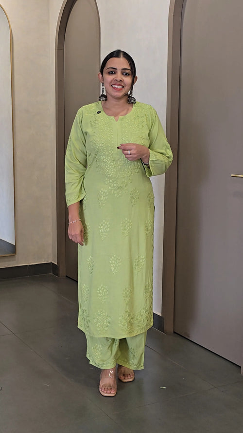 Cotton Rayon Chikankari Co-Ord Set - SC 10796