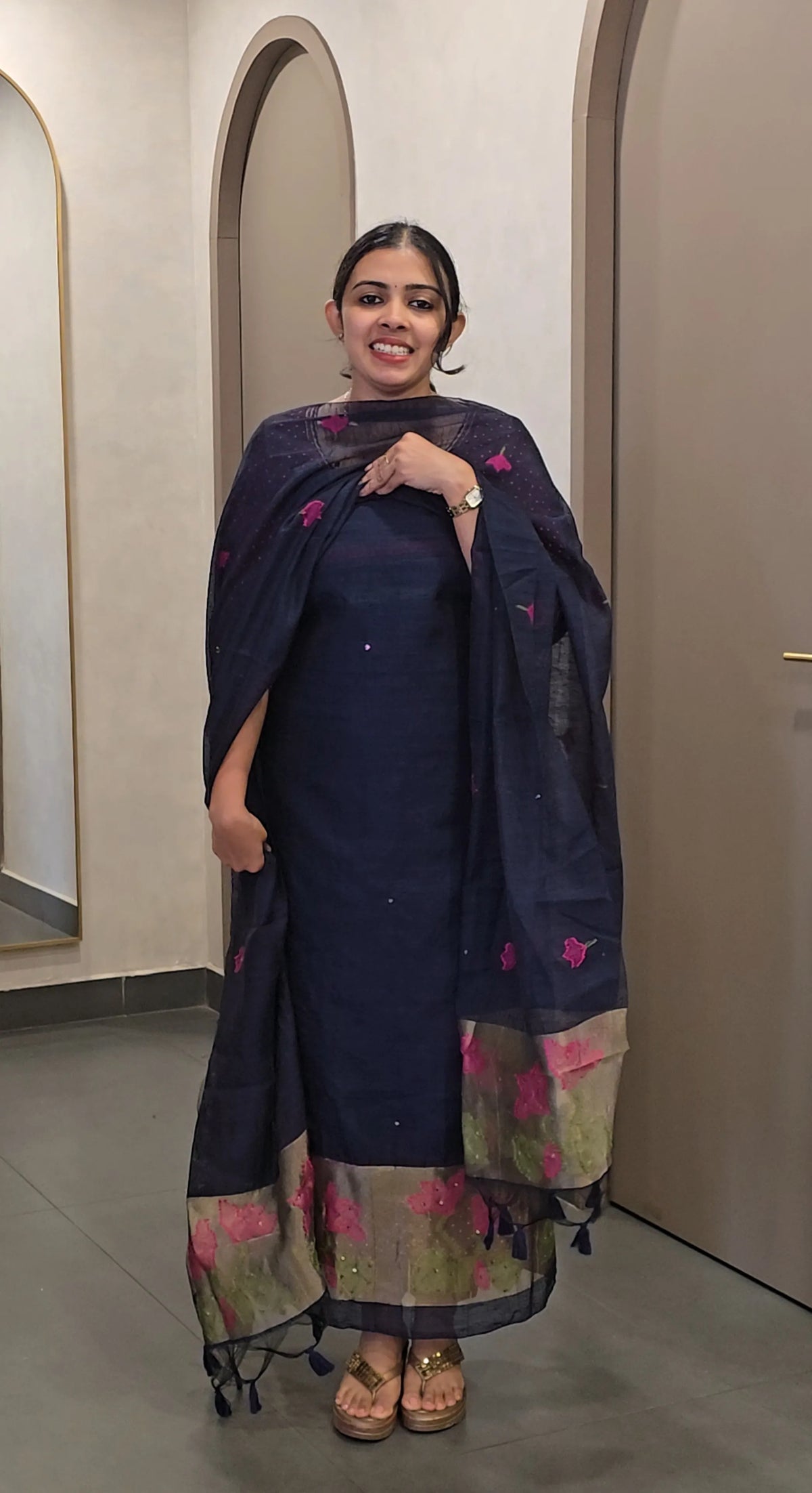 Dupion Silk with Jamdhani Weaving  - SC 10717