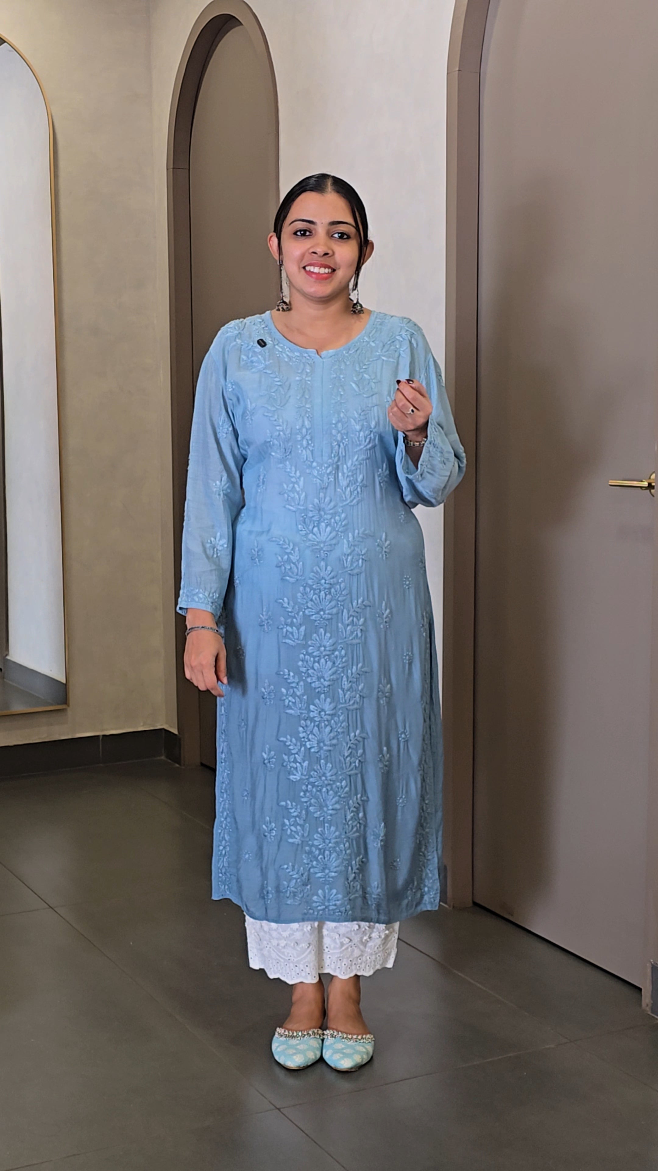 Pure Viscose Rayon Chikankari Kurtha - SC 10148