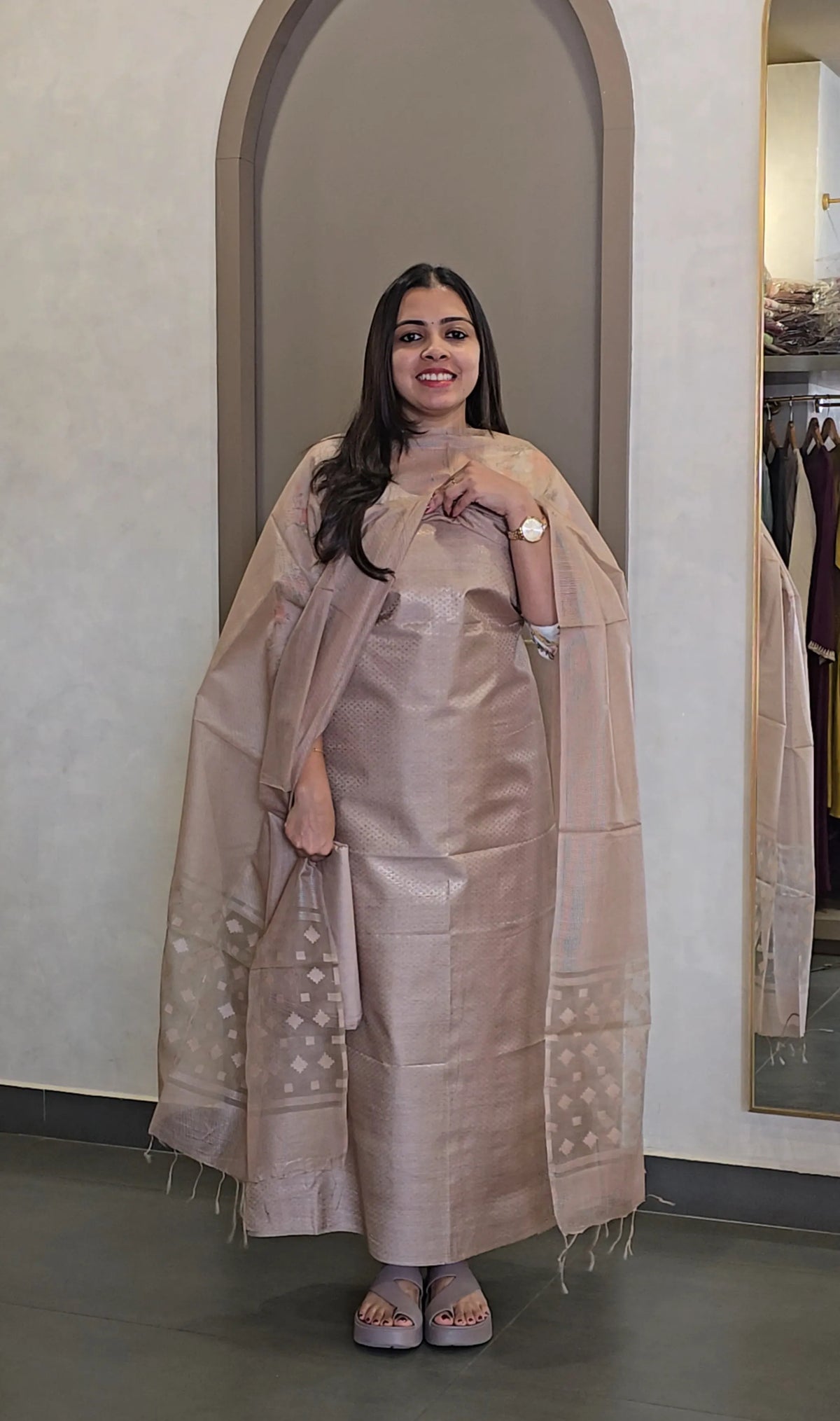 Semi-Tussar Silk Salwarsuit -SC 10862