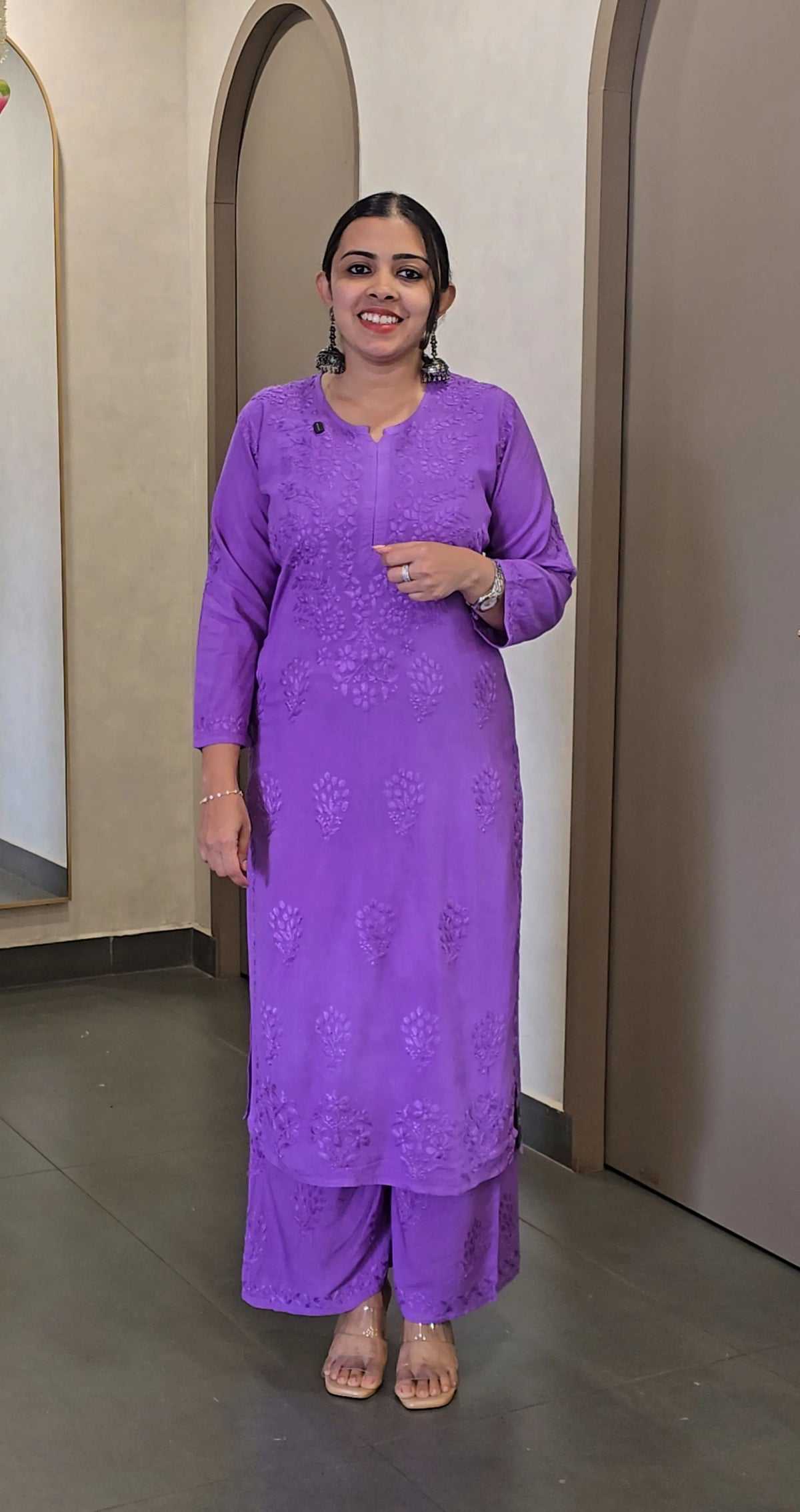 Cotton Rayon Chikankari Co-Ord Set - SC 10796